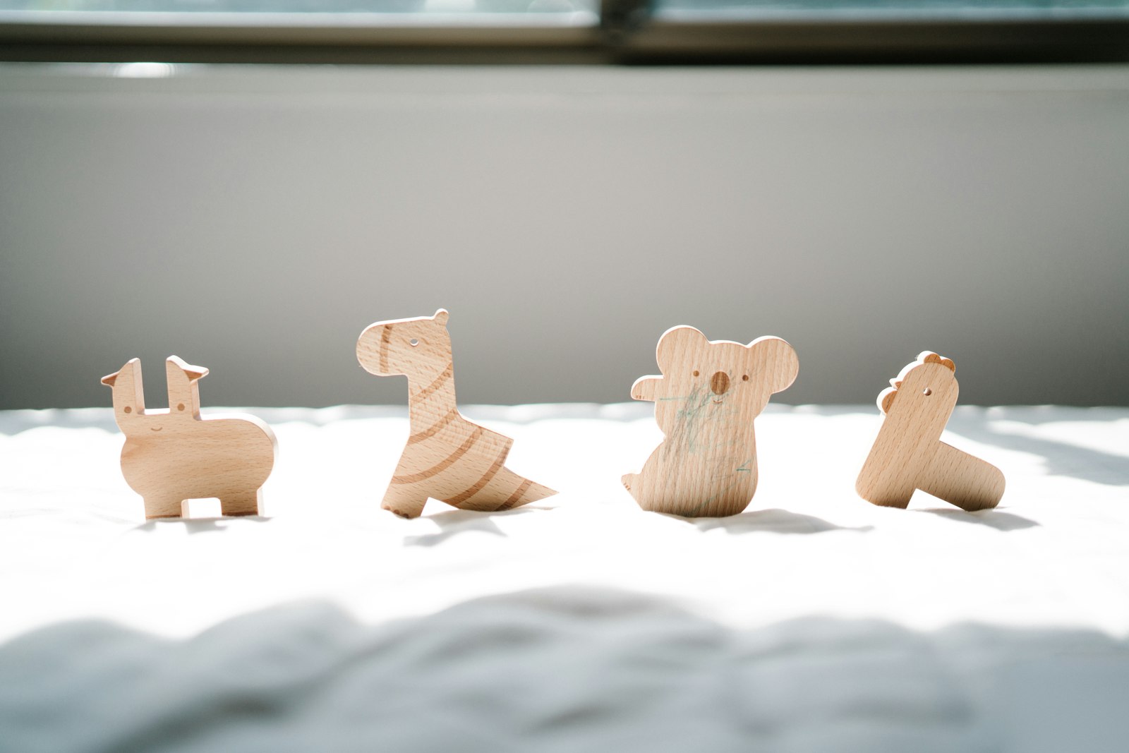 Wooden animal figurines for imaginative play